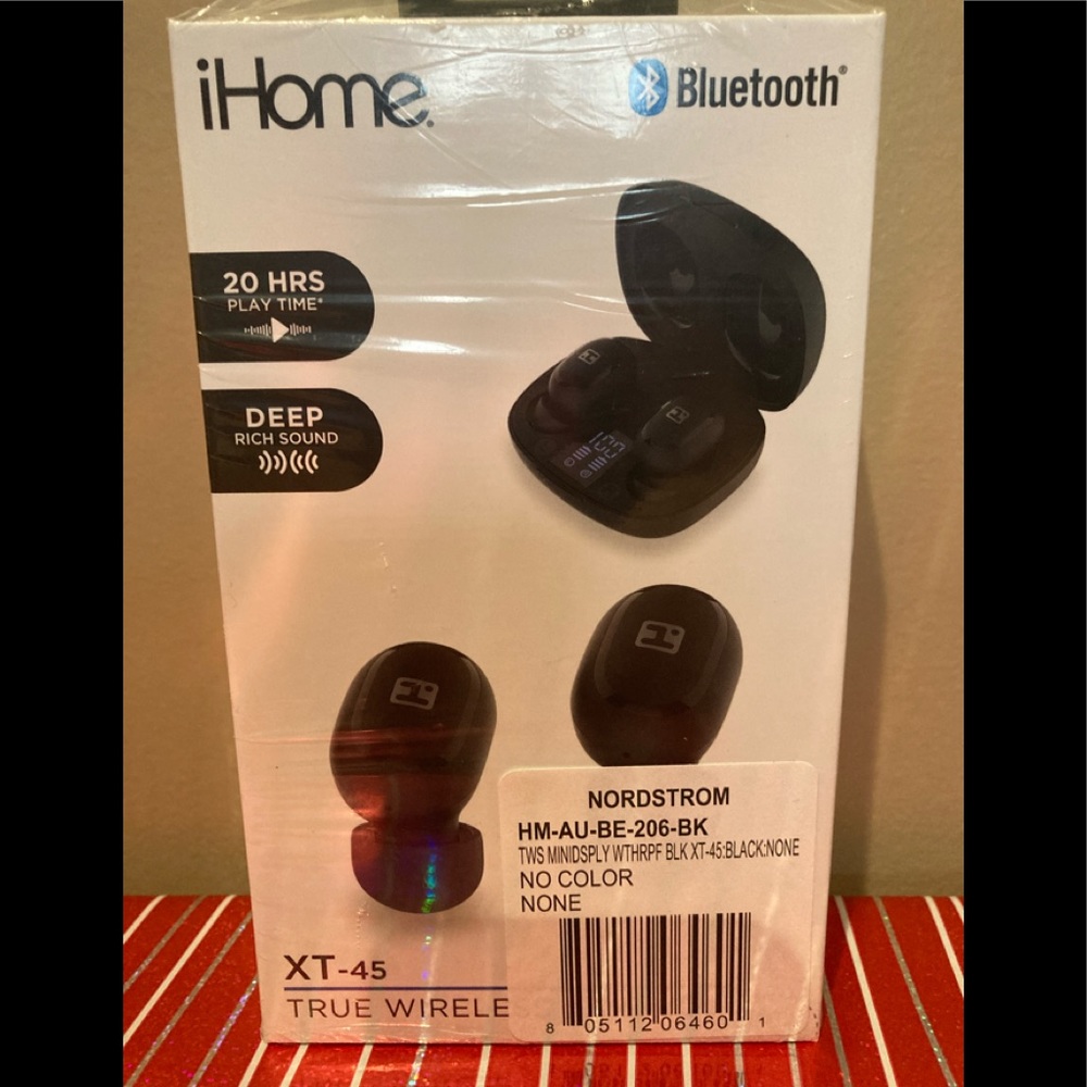NWT- IHome Bluetooth Wireless Black Earbuds